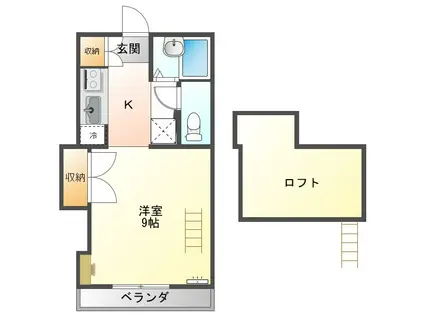 レモンハウス(1K/2階)の間取り写真
