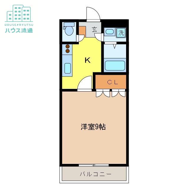シャルドネ弥生が丘(1K/2階)の間取り写真