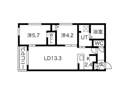 GEレジデンス琴似(2LDK/2階)の間取り写真