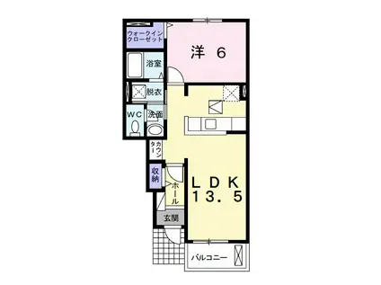 ベルプロムナードIII(1LDK/1階)の間取り写真