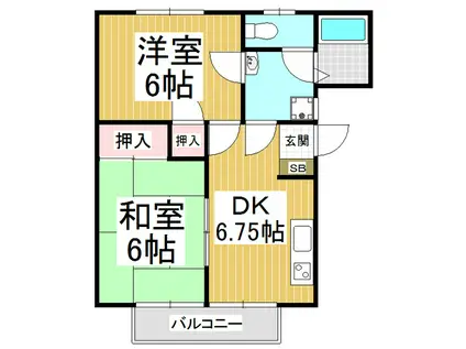 TMSガーデン(2DK/2階)の間取り写真