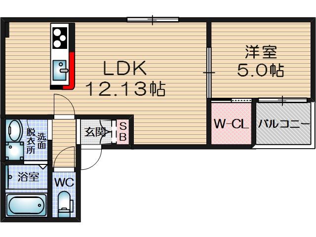 イル・フィオーレ一津屋(1LDK/1階)の間取り写真