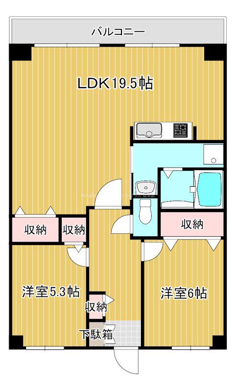 CUREZZA瀬田西(2LDK/3階)の間取り写真