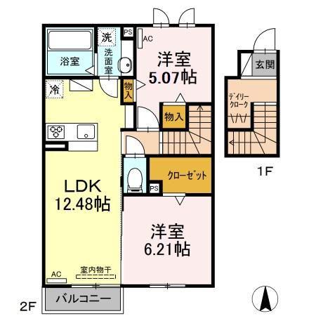 フェリース(2LDK/2階)の間取り写真