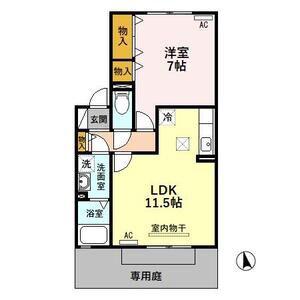 マシェリS(1LDK/1階)の間取り写真