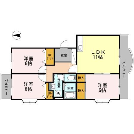 葵マンション(3LDK/1階)の間取り写真