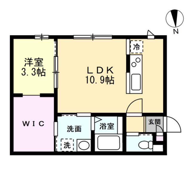 グランスイート森 B棟(1LDK/2階)の間取り写真