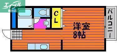 ファンコーポレーションE棟(1K/1階)の間取り写真