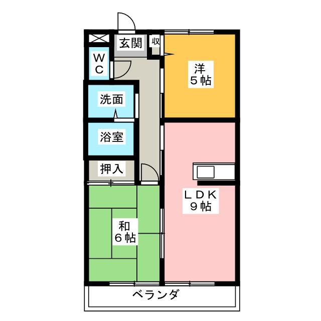 カーサ花水木(2LDK/2階)の間取り写真
