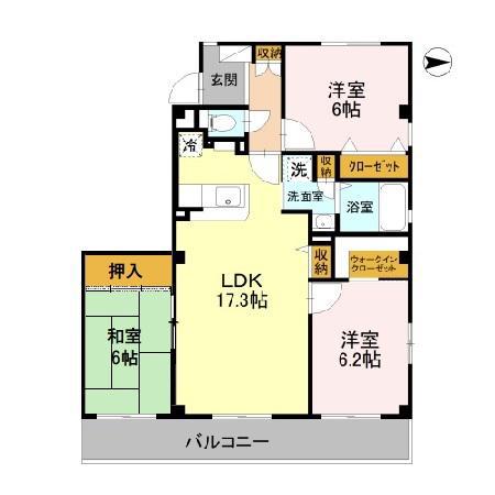 ヒルズ・アヴェニュー西明石(3LDK/2階)の間取り写真