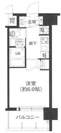 エグゼ弁天町(1K/2階)の間取り写真