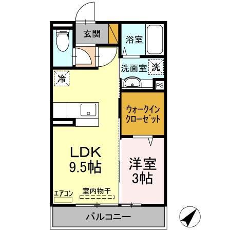 セレーナ並木(1LDK/2階)の間取り写真