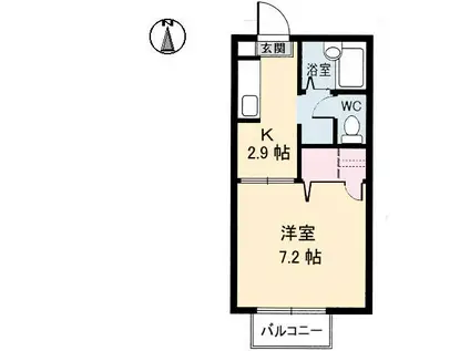 サンホープ21(1K/1階)の間取り写真