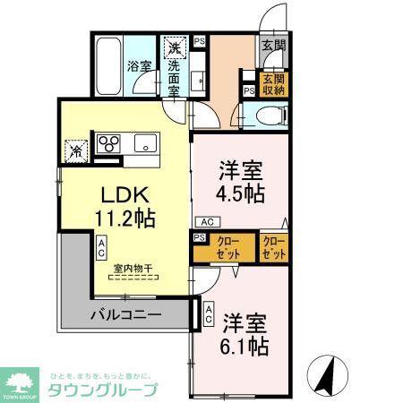 ASSET-COURT八坂(2LDK/3階)の間取り写真