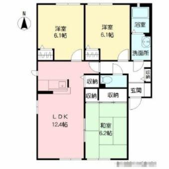 咲ら坂 C棟(3LDK/1階)の間取り写真