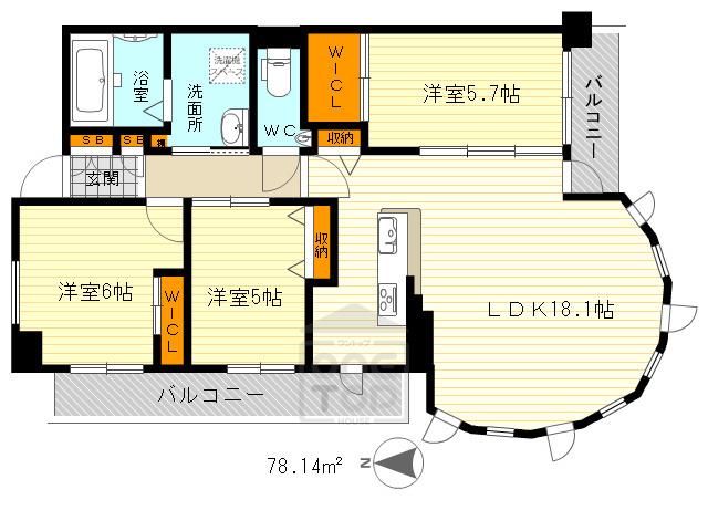 リラフォート千里中央(3LDK/4階)の間取り写真