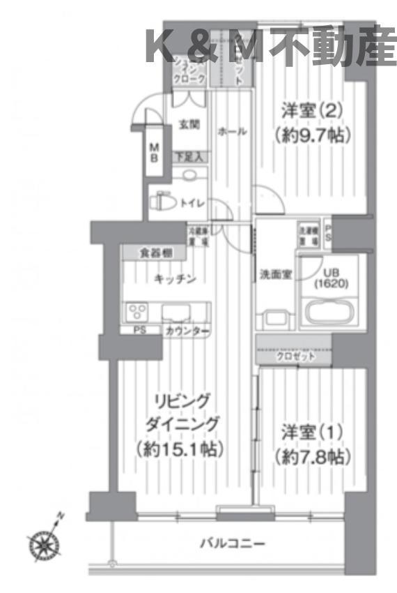 T S GARDEN北柏 2号棟(2LDK/11階)の間取り写真