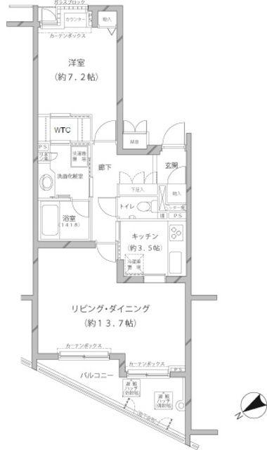 MFPRコート代官山(1LDK/1階)の間取り写真