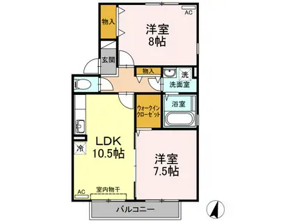 メゾンリヴェールB(2LDK/2階)の間取り写真