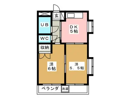 三幸ハイツ(2DK/5階)の間取り写真