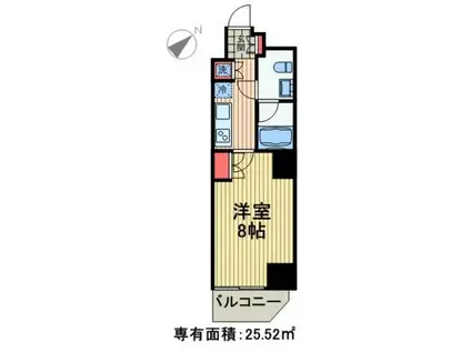 メイクスデザイン門前仲町GROVE(1K/11階)の間取り写真