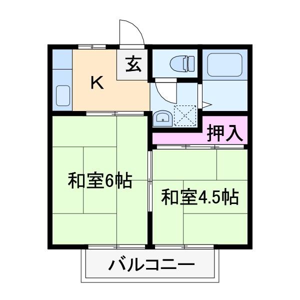 ハイツびんご(2K/2階)の間取り写真