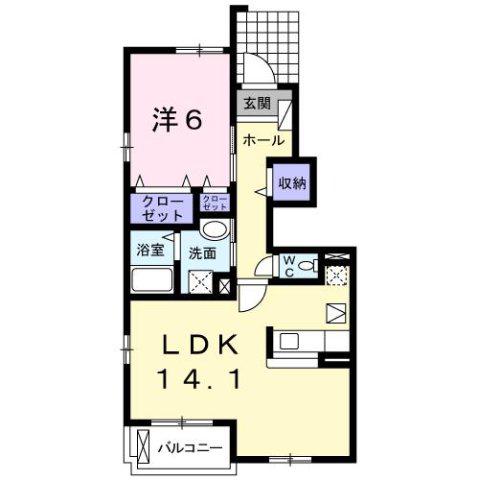 メゾン りら B(1LDK/1階)の間取り写真