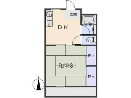 メゾン魚町(1DK/2階)の間取り写真