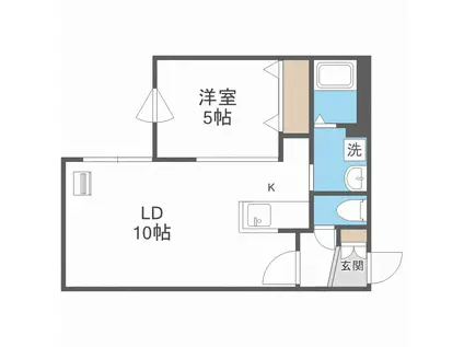 アーブル南平岸(1LDK/3階)の間取り写真