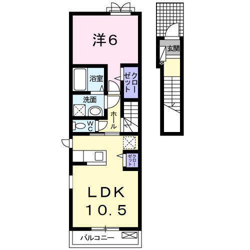 ウィステリア住吉 I(1LDK/2階)の間取り写真