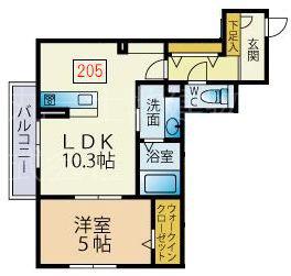 シェソワ(1LDK/2階)の間取り写真