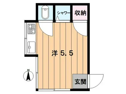 一丁目ハウス(ワンルーム/1階)の間取り写真