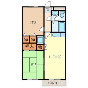 ディアコート川口(2DK/1階)の間取り写真