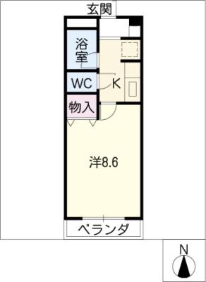 ピュアグリーン(1K/4階)の間取り写真
