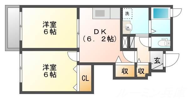 ブライトメアリーⅡ(2DK/1階)の間取り写真