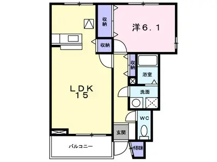 サンブリッジII(1LDK/1階)の間取り写真
