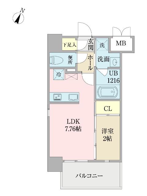 プロシード日赤通(1LDK/7階)の間取り写真