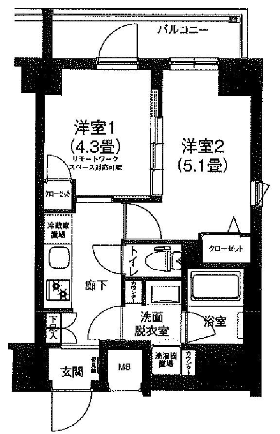 ルフレ プレミアム町屋(2K/10階)の間取り写真
