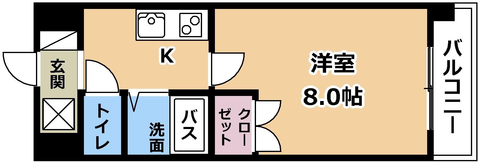 ラルースII(1K/1階)の間取り写真