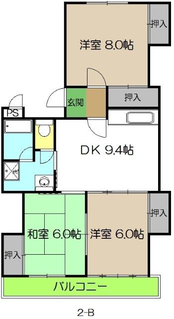 パークサイド葛島(3LDK/2階)の間取り写真