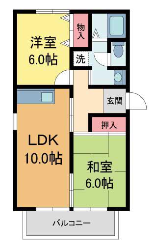 ヴェール伊丹B(2LDK/2階)の間取り写真