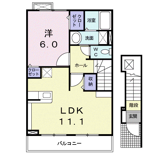 ファラオ藤沢台(1LDK/2階)の間取り写真