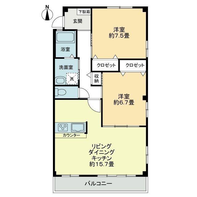 フォブールイデアル(2LDK/1階)の間取り写真