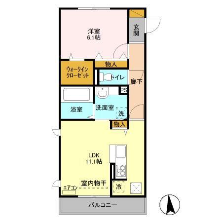 ゼピュロス学園の森 J(1LDK/1階)の間取り写真