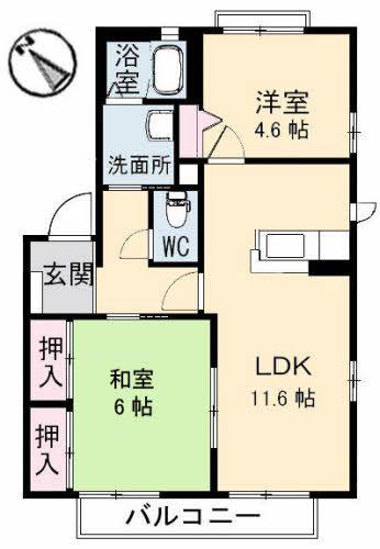 ヴィラシーン壱番館(2LDK/1階)の間取り写真