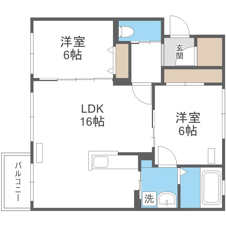 グランディア(2LDK/5階)の間取り写真