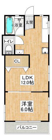 メゾン旭ヶ丘(1LDK/2階)の間取り写真