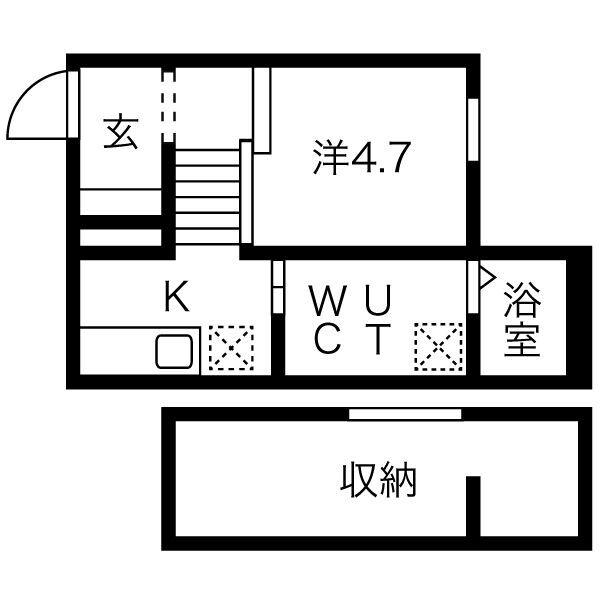 ランドロワアペザンLENDROIT APAISANT(1K/1階)の間取り写真