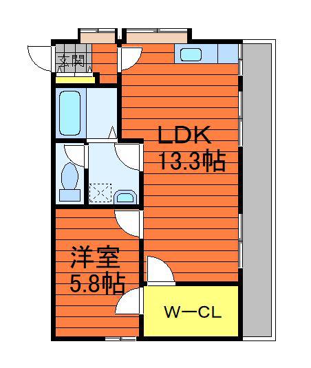NKビル(1LDK/2階)の間取り写真