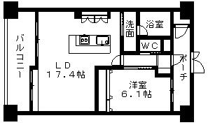 PROT K(1LDK/4階)の間取り写真